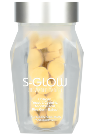 S-GLOW Chewable Tablet - suplemen collagen untuk rambut, kuku, dan kulit